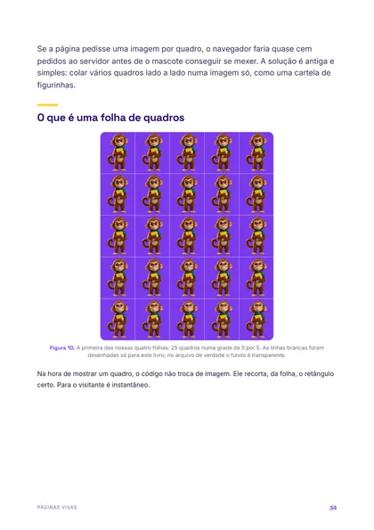Página do guia: folhas de quadros
